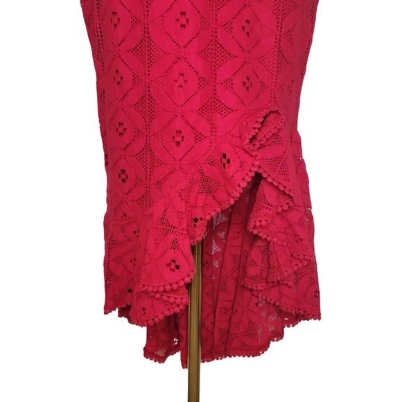 Selfie Leslie Cotton Red Eyelet Valentine's Dress M Fairy Cottagecore Engagement - Picture 3 of 11